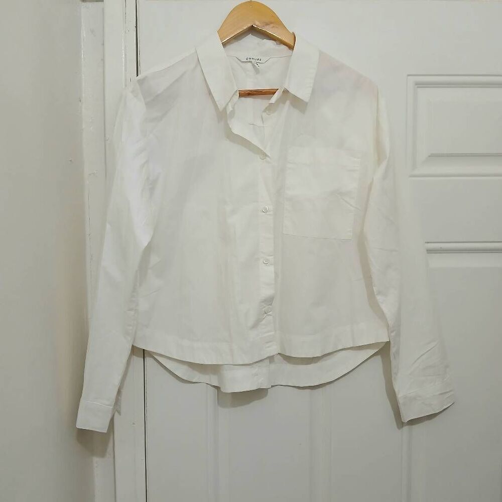 Comune aritzia womens large courtland white Tpocket boxy white button shirt